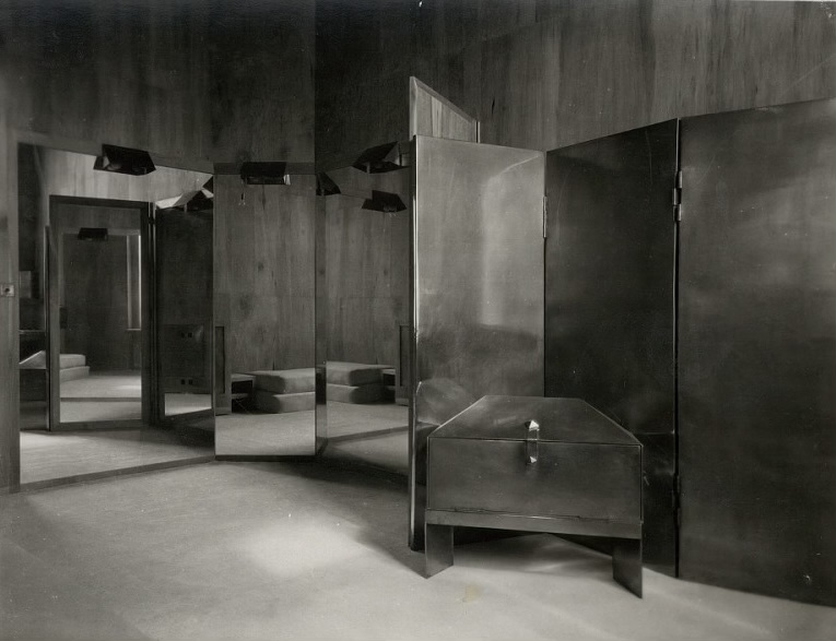 Boutique interior late 1920s. Black and white photo.