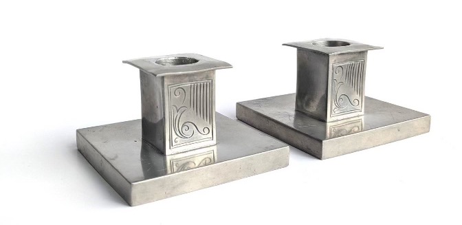 Metalwork candlesticks by Sylvia Stave.