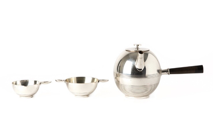 Metalwork tea set by Sylvia Stave.