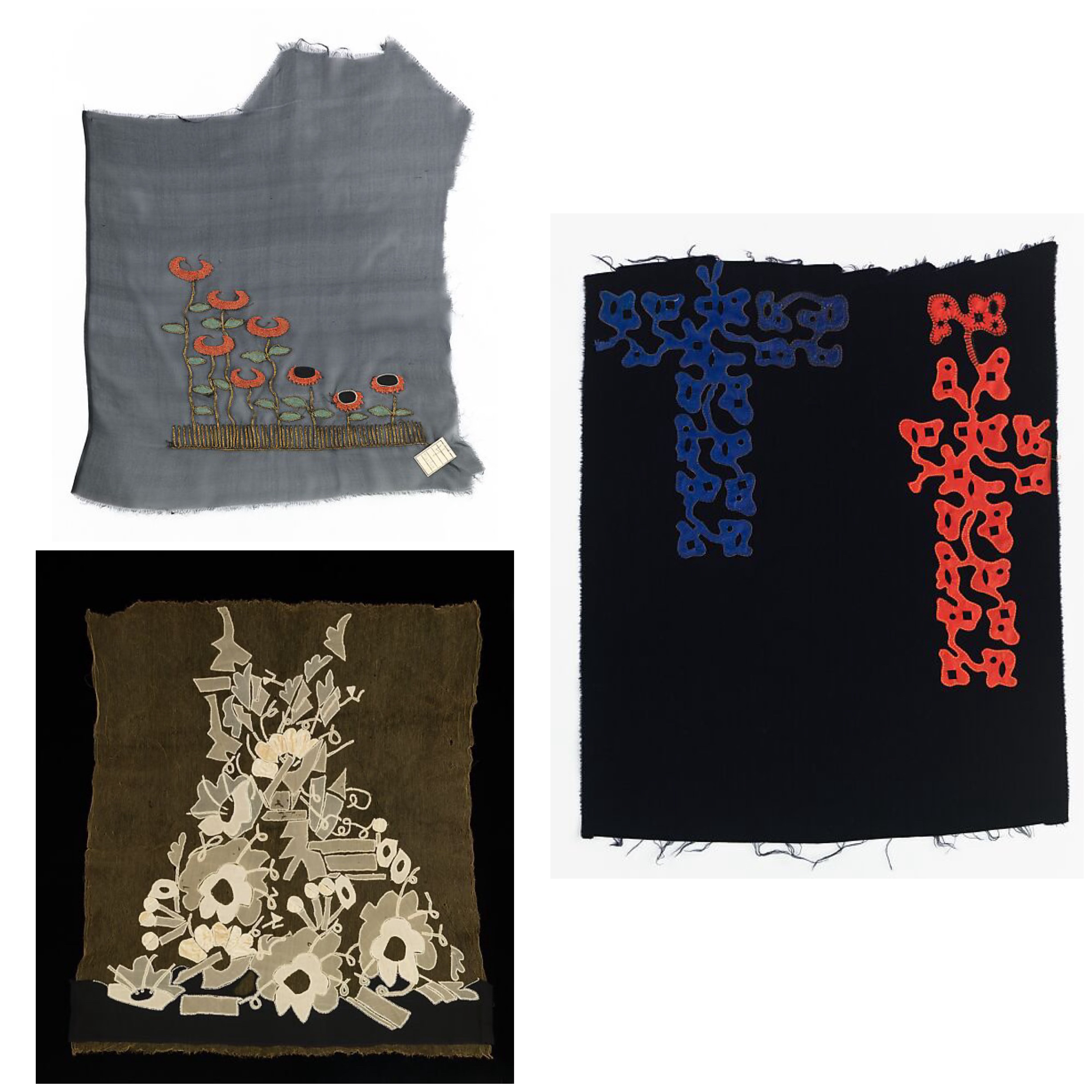 Three different pieces of fabric.